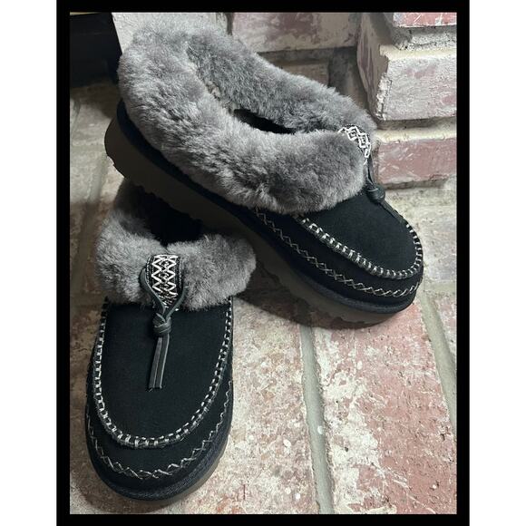 Ugg Black Inddoor Outdoor Tasman Alpine Women Wool and Suede Slipper Size 9 NEW - Picture 3 of 8
